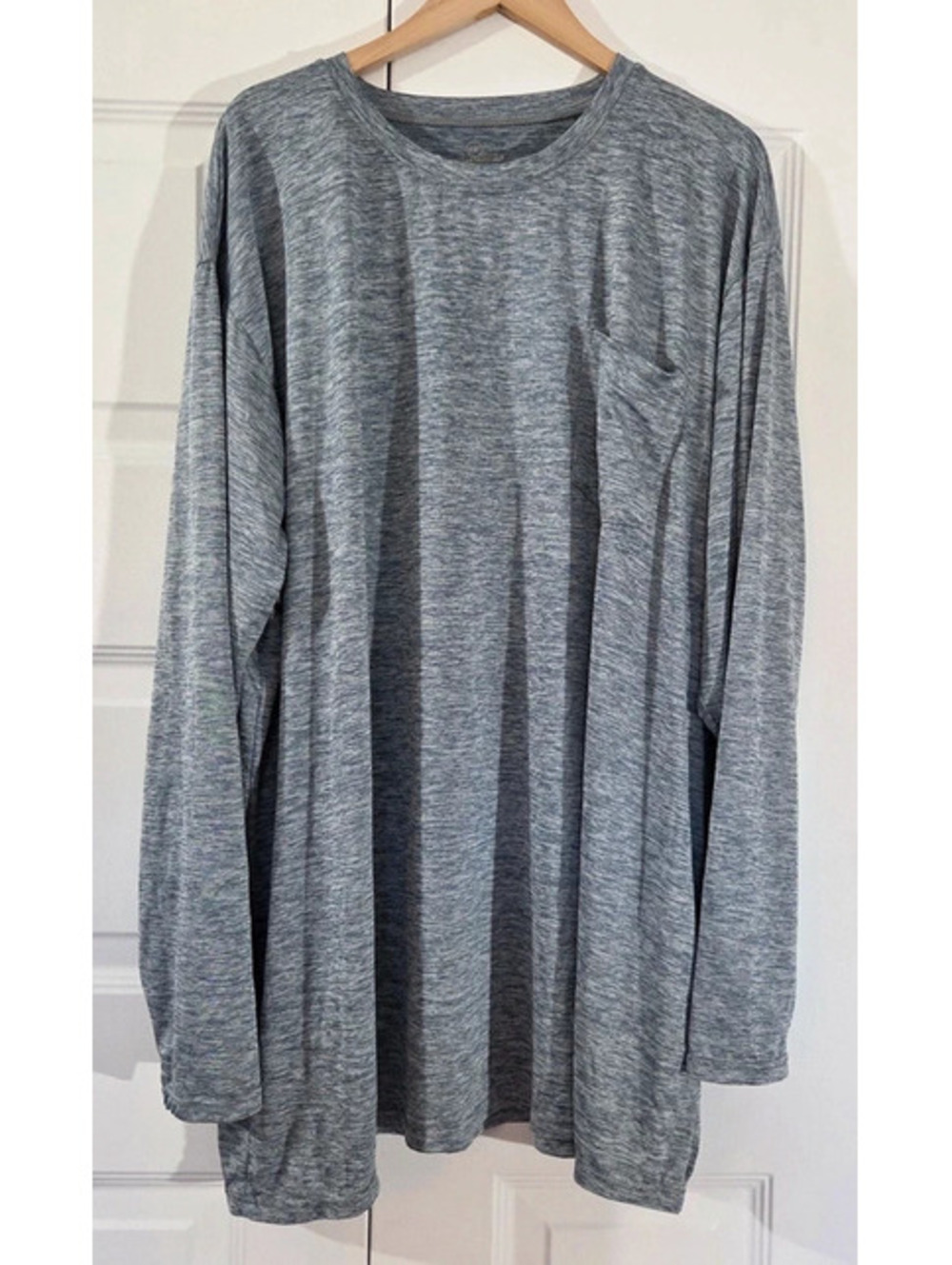 Real Essentials Men's Performance Heather Gray Long Sleeve Pocket T-Shirt 4X